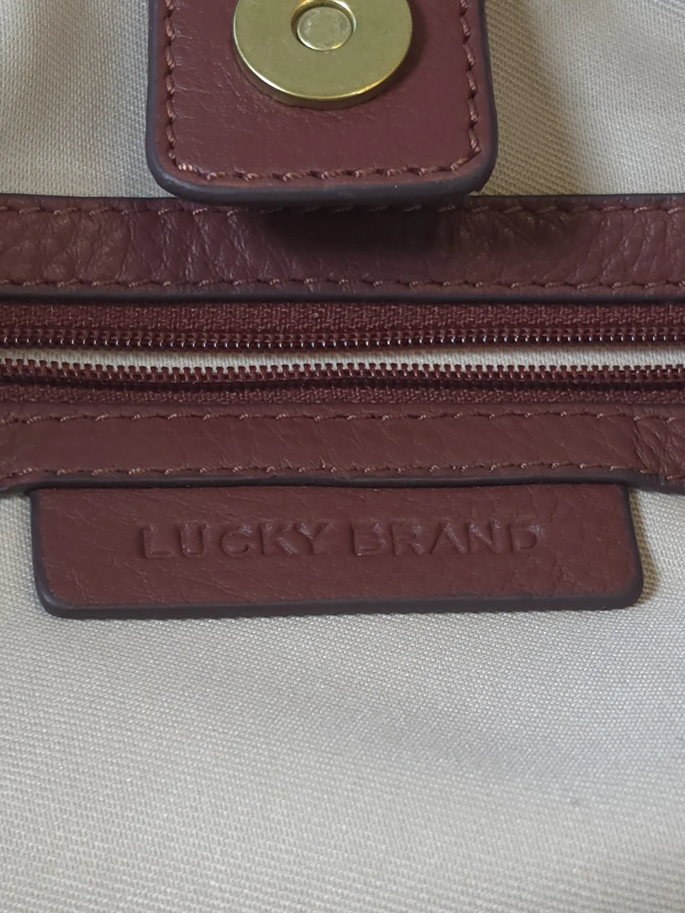 Lucky Brand Parker Clay Emma Bucket Bag Drawstring Shoulder Leather Ties Gold
